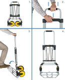 Carretilla de Mano y Plataforma rodante Plegable, 264 LB de Capacidad Carro de Equipaje de Servicio Pesado con asa telescópica y Ruedas de Goma, Plateado, Negro, Amarillo