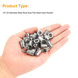 🔩 Powlankou 150 Pieces 1/4"-20 Stainless Steel Rivet Nuts Flat Head Threaded Insert Nutsert