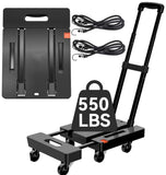 Carro de Mano Plegable,Diablito de Carga Plegable,Plegable para Carretilla de Mano con 6 Ruedas y 2 Cuerdas Elásticas para Equipaje,Hogar,Viaje,Mudanza,Oficina