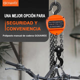 Polipasto Manual, 2 Toneladas Cadena De 6 Metros, para Elevación y Tracción En Obras De Construcción, Garajes, Almacenes, Instalaciones De Automoción, Talleres, Fábricas Y Granjas