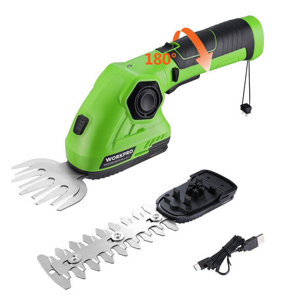 Tijeras de podar eléctricas Cortacésped y Arreglasetos, 7,2V Tijeras Cortacésped a Batería de 2Ah, 2 Cuchillas, Tijeras Arreglaseto, Ancho de Corte 97 mm, Largo de Corte 140 mm, Herramienta para Jardín