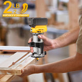 Routers de velocidad variable Enrutador compacto inalámbrico compatible con batería DeWalt de 20 V (herramienta desnuda), herramienta de enrutador de 6 velocidades variables para carpintería, enrutador de madera de base