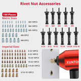 ▶ Remachadora Profesional Kit adaptador de tuerca de remache con 100 accesorios de tuerca, adaptador de pistola de tuerca fácil de instalar para pistola de remache eléctrica, adaptador de pistola de remache eléctrico,