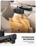 ▶ Soporte Tablet Auto - Cierre Seguridad, Brazo Extensible 38cm, Porta Tablet para Carro, Base iPad para Niños, Compatible con iPad Pro, Air, Mini, Samsung, Switch, 4.7-13" Tablets