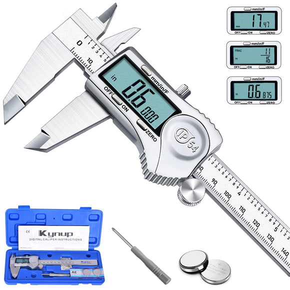 CALIBRADOR DIGITAL  herramienta de medición de calibrador, micrómetro exterior, calibrador de esfera Vernier, acero inoxidable, protección IP54, conversión de fracciones métricas en pulgadas