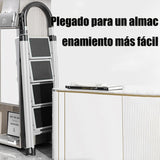 ▶ Escalera Plegable De 4 Peldaños, Aluminio, Escalera de Tijera para Interior y Exterior, Portátil Multifuncional