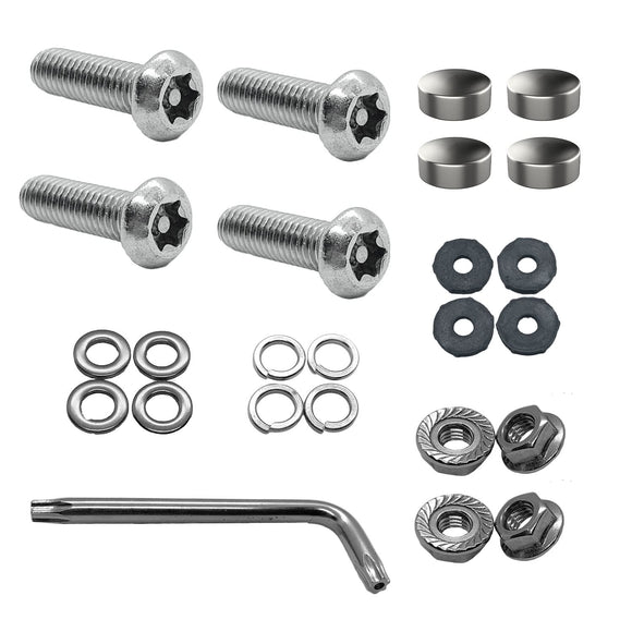 🔩 Kit de tornillos antirrobo, 4 piezas de cabeza de botón de acero inoxidable a prueba de óxido, montaje de placa de placa de coche, M6 x 20 mm, tornillos Torx a prueba de manipulaciones, para soporte