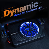 ▶ Subwoofer de coche de 800 W de actualización delgado para debajo del asiento de 10 pulgadas, subwoofer de audio para coche/camión, amplificador integrado, con luz LED azul (subwoofer + kit de cable de