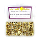 🔩 Alloygold Juego de 75 tornillos de encuadernación dorados Chicago surtidos, 3 tamaños de tornillo redondo de cabeza plana, remache de clavo, botón Chicago para manualidades, decoración de cuero, encuadernación (M5 x 6, 10, 12)
