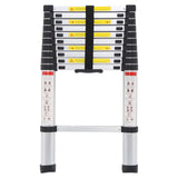 ▶ Escalera Telescópica Plegable 3.8 Metros Tijera Retráctil, Capacidad 150 kg, Escaleras Plegables de Aluminio, Escalera de Extensión Portátil, Antideslizante Multifuncional Portátil