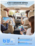 ▶ Cargador para Auto – 69 W [Display de Voltaje] [50% Más Pequeño] Rápido Cargador para Carro, Puerto USB-C y USB-A, Compatible con iPhone 17/16/15/14/13/12, Galaxy, Airpods