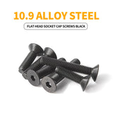 Cicidorai M8 x 30 mm, 35 mm, 40 mm, 45 mm, 50 mm, cabeza plana hexagonal tornillos avellanados, acero de aleación de grado 10.9, acabado de óxido negro, totalmente roscado, unidad hexagonal métrica Allen Kit surtido 25 piezas