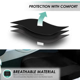 ▶ Juego de fundas de asiento con funda para volante y almohadilla para cinturón de seguridad (compatible con airbag y asiento dividido en negro)