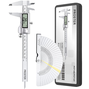 CALIBRADOR DIGITAL  Digital 150mm / 6" Pie de Rey con Galga de Espesores 32 Hojas Acero Inoxidable Calibrador Digital Medición Métrica/Fracciones/Pulgadas para Ancho Longitud Profundidad y Diámetro