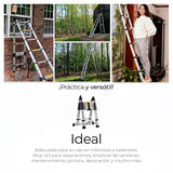 ▶ Escalera Telescópica Plegable, Escalera de Tijera Altura Ajustable con Escalones, Aluminio Reforzado y Duradero, Soporta hasta 150KG, Modelo Retráctil de Mayor Estabilidad (5 Metros)