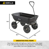 Gorilla Carts GOR4PS Poly Garden Dump Cart with Steel Frame and 10-in. Pneumatic Tires, 600-Pound Capacity, Black