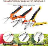 Tijeras de Jardinería para Podar Profesionales de Acero Inoxidable, Podadoras de mano con Guantes de Jardinería
