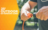 ▶ Cable de extensión para Exteriores - Potencia estándar para Equipos de césped y jardín, Chamarra de Vinilo Flexible, Color Naranja Brillante, Certificado por UL, clasificación SJTW