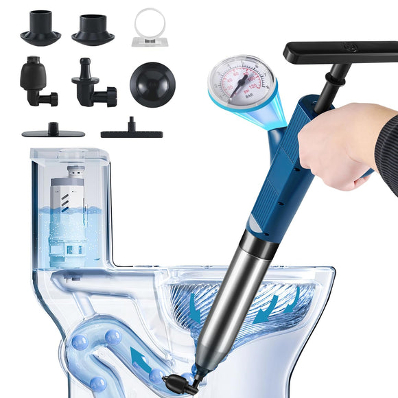 ▶ Desatascador de Inodoros Kit 8 In 1, Aceros Inoxidables Desatascador Tuberias, Desatascador Tuberias a Presion para Fregadero de Baño, Cocina, y Bañera, para Tuberías Obstruidas