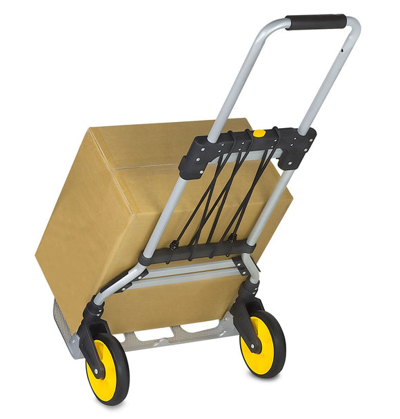 Carretilla de Mano y Plataforma rodante Plegable, 264 LB de Capacidad Carro de Equipaje de Servicio Pesado con asa telescópica y Ruedas de Goma, Plateado, Negro, Amarillo