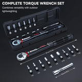 Aiourx Llave Dinamométrica 1/4" 2.26-22.6 N.m / 20-200 in.-lb., Llave Dinamométrica Set para Bicicleta, Moto, Coche, 11 piezas Negro