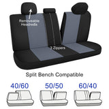 ▶ Fundas impermeables para asientos de auto, fundas de asiento completas de neopreno compatibles con asiento dividido, ajuste universal para autos, camiones, SUV (negro/gris)