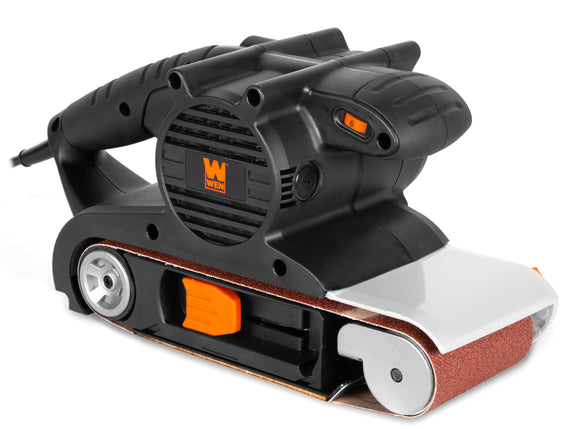 WEN - Lijadora de banda de mano y de sobremesa con combinación de velocidad variable de 10 amperios (HB424V)