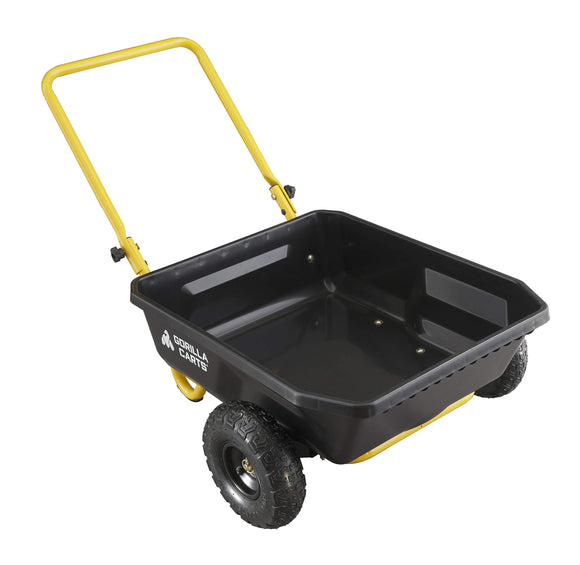 Gorilla Carts GCR-4 - Carro de volquete, Carro de jardín de 2 Ruedas con Mango Plegable, 4 pies cúbicos, 300 Libras Capacity, Negro/Amarillo Gorilla Carts GCR-4 -