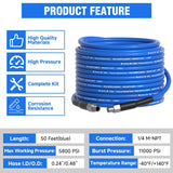 ▶ Limpieza de lavadora a presión, kit de chorro de alcantarillado para manguera de limpieza de drenaje de presión de trabajo NPT de 1/4 pulgadas, manguera de limpieza de drenaje
