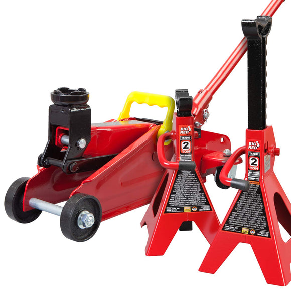 Gato hidráulico para Piso con 2 Soportes de Gato, Capacidad de 1,816 kg (T82001)