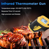 ▶Termómetro infrarrojo con láser de temperatura de -164 °F a 1400 °F con emisividad ajustable y medición máxima y mínima láser digital IR, pistola de temperatura de superficie IR, pistola de