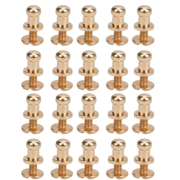 🔩 Garosa Juego de 20 Juegos de Tornillos de Remache de 7x5mm, Remache de Clavo de Tornillo de Cobre, Cabeza Redonda, Punto, Tornillo para cinturón de Cuero, Libro de Cuentas, álbum de Fotos(Oro)