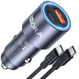 ▶ Cargador Auto Carga Rapida 38W, Cargador Carro Tipo C PD 20W y QC 3.0 18W con Cable USB C a USB C 3A Compatible con IP 14/13/12 Pro MAX XR Samsung Galaxy S23 S22 S21 Motorola Xiaomi
