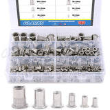 🔩 Glarks 180 piezas de acero inoxidable 304 M3 M4 M5 M6 M8 M10 tuerca de remache de cabeza plana con rosca