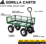 Carro de jardín de acero GOR400-COM con lados extraíbles, 400 libras. Capacidad, color verde Gorilla Carts -