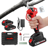 ▶ Tijeras de podar eléctricas, podadora eléctrica de 1.4 pulgadas de diámetro con visualización LCD y 2 baterías recargables de 2.0 Ah, tijeras de podar sin escobillas para cortar ramas de