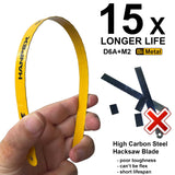 ▶ Marco de sierra de alta tensión con 24 hojas bimetálicas TPI, sierra de mano adecuada para metal, madera, PVC, carpintería