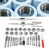 ▶ Juego de machos y matrices de 40 piezas Juego de machos y matrices maestro Juego de herramientas manuales de rosca de rosca de acero de aleación de alta dureza, Juego De Machuelos Y Tarrajas