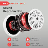 ▶ Kit de receptor marino y altavoz – Estéreo digital LCD integrado Bluetooth y micrófono con sistema de radio AM FM 5.25 pulgadas, altavoces impermeables (2) lectores MP3/USB/SD y control remoto – PLMRKT36WT