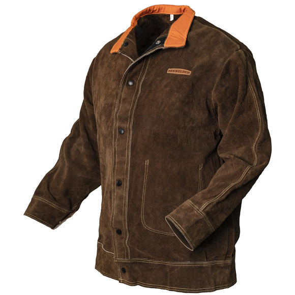 ▶ YESWELDER - chamarra de piel para hombre y mujer, Marrón, Small