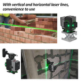 Nivel láser Verde de 16 líneas 4x360 ° 4D Línea Cruzada Verde Láser Profesional para construcción Dos Niveles láser Verticales de 360 ° y Dos horizontales de 360 ° con Control Remoto