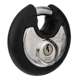 Candado resistente con llave - Cerradura de disco comercial de acero inoxidable de 70 mm para cobertizo de almacenamiento, cochera, casillero, puertas correderas, armarios y más, redondo con
