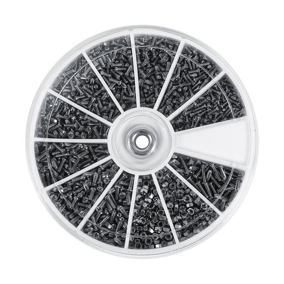 🔩 DEWIN Pernos de Tornillo, 600pcs 12 Tipos Pernos Tuercas Kit M1 M1.2 M1.4 M1.6 de Acero Perno de Plana Pernos Tuercas Kit, Tuercas para Reparar Bicicleta Gafas de Gafas Reloj