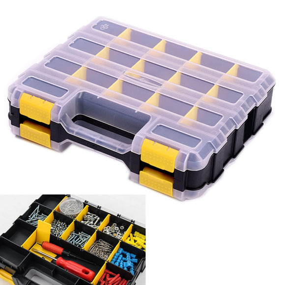AIDY-PRO Caja organizadora de herramientas para piezas pequeñas, 34 compartimentos, organizadores de doble cara con divisores de plástico extraíbles para tornillos, tuercas, clavos, pernos