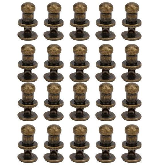 🔩 Garosa Juego de 20 Juegos de Tornillos de Remache de 7x5mm, Remache de Clavo de Tornillo de Cobre, Cabeza Redonda, Punto, Tornillo para cinturón de Cuero, Libro de Cuentas, álbum de Fotos(Bronce)