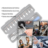 SPOWAY 16 Piezas Juego Vaso con Extensión,Llave Dinamométrica De 72 Dientes Ajustable De Doble Dirección Con Hebilla Para Mantenimiento De Bicicletas, Motocicletas Y Aut