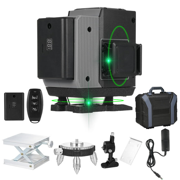 Nivel láser Verde de 16 líneas 4x360 ° 4D Línea Cruzada Verde Láser Profesional para construcción Dos Niveles láser Verticales de 360 ° y Dos horizontales de 360 ° con Control Remoto