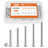 NIULUNBAO - Tornillos de cabeza de botón M5 x 40 mm, 45 mm, 50 mm, 55 mm, 60 mm, tornillos de acero inoxidable 304 métricos para máquina hexagonal, totalmente roscados, kit surtido de 30 unidades