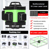 Nivel Laser, Laser Nivelador multifuncional de 16 líneas, Nivel 3°, herramienta de nivelación de batería de litio recargable