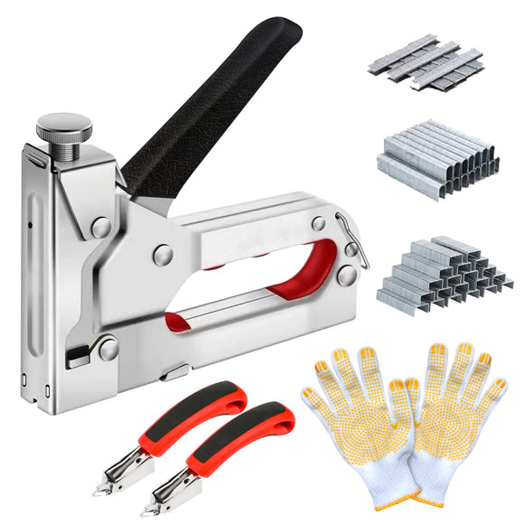▶ Engrapadora Tapiceria, Grapadora para Madera 3 en 1, Engrapadora para Madera con Eynshoo6000 Grapas,2Quitagrapas,Guantes, Engrapadora Uso Rudo con Regulador de Presión, para Carpintería,Reparaciones